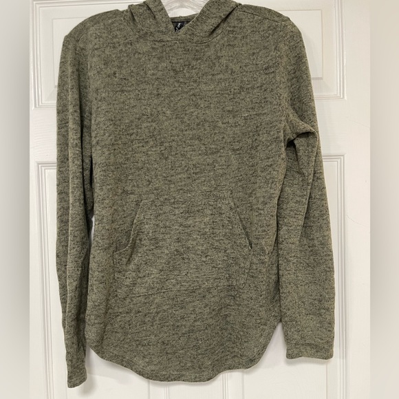 Free For All - Green Hooded Knit Long Sleeve Shirt Scoop Bottom Size Sma… - Picture 2 of 6